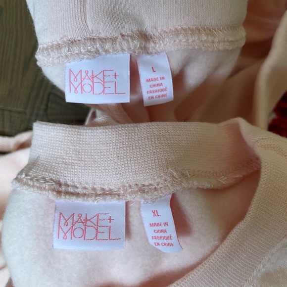 NWT Make + Model Embroidered Sweatshirt & Pants Loungewear Set, Light Pink - Picture 5 of 12